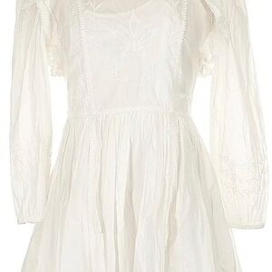 NWT Banana Republic White Embroidered Long Sleeve Cotton Dress. Size Large.